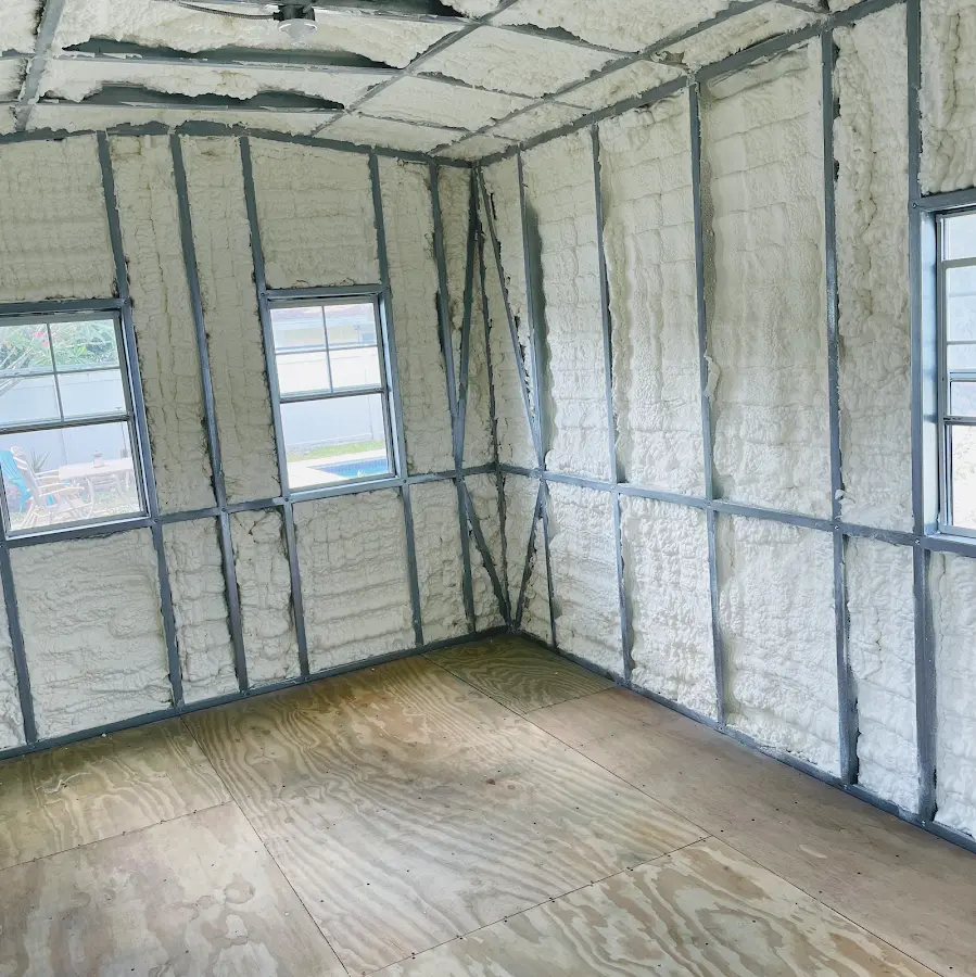 Closed-cell spray foam insulation applied to wall cavities in a residential project in Strongsville